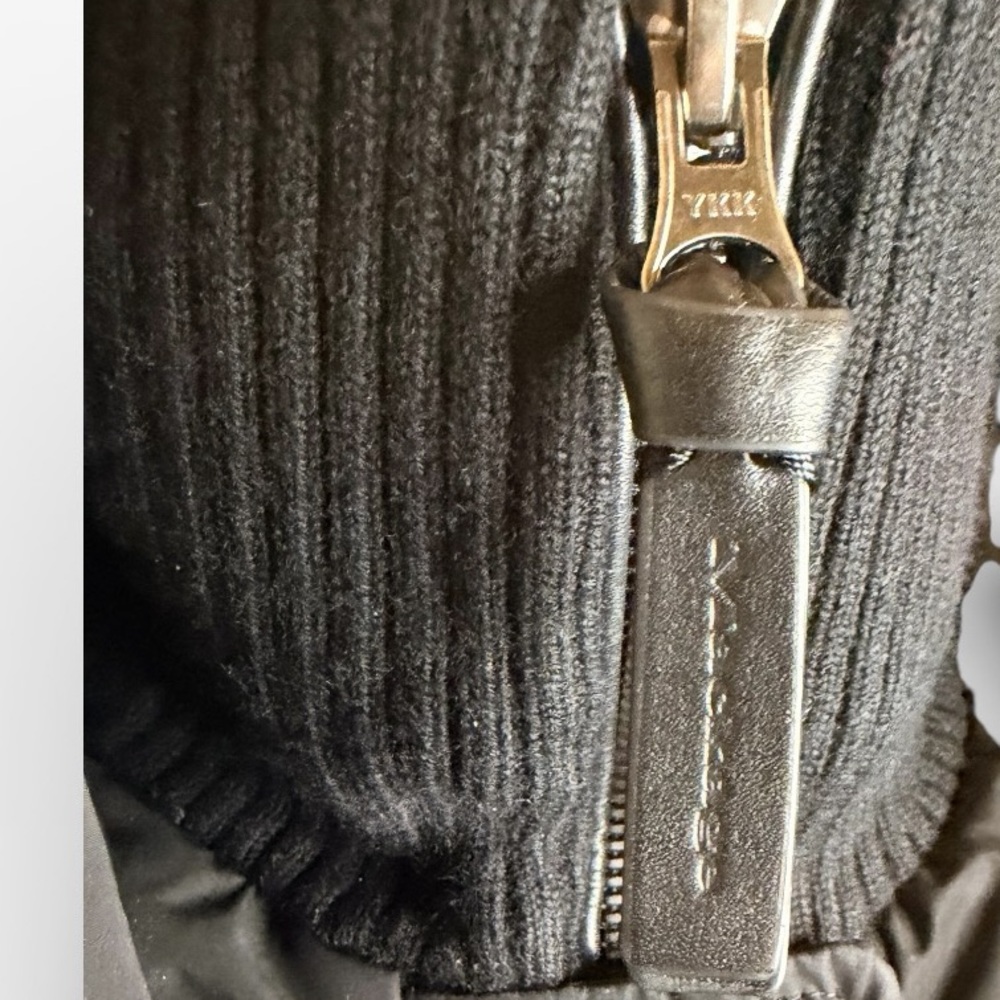 Mackage Black Down Parka Leather Trim Merino Wool Cashmere Collar Hooded Coat S - Picture 9 of 13